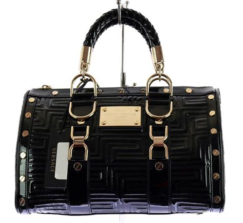 versace black patent leather purse|Versace purses black bronze.